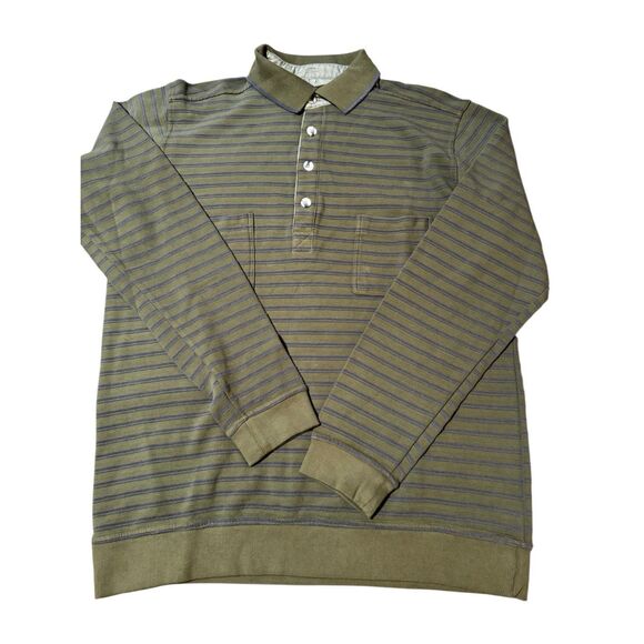 Weekendz off long sleeve button front henley stripe collar t-shirt M - Picture 2 of 5